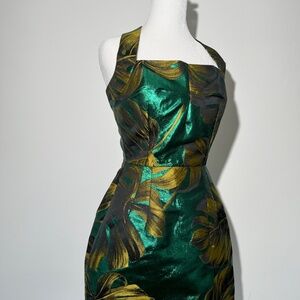 Dolce & Gabbana Tropical Leaf Halter mini dress